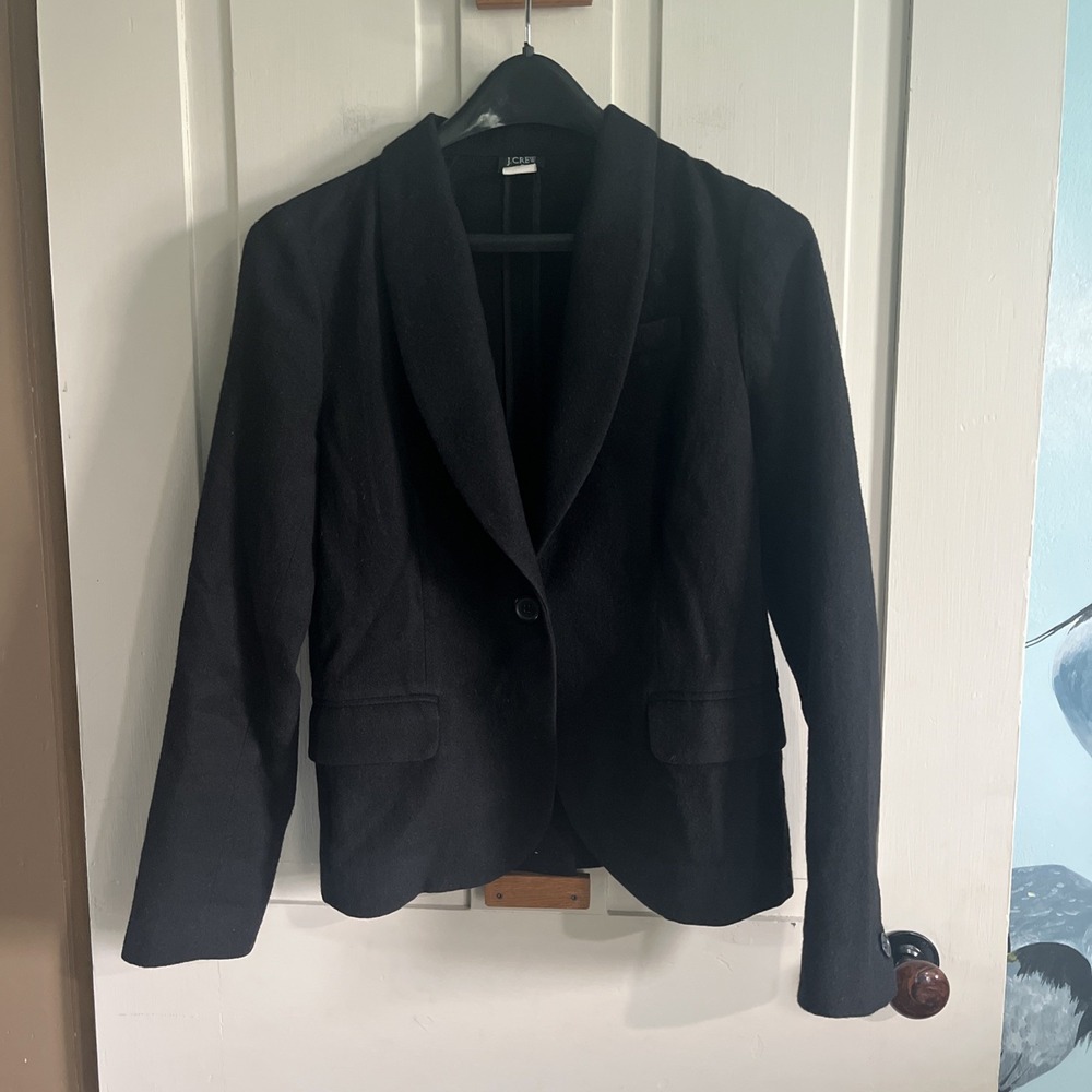 J.Crew Women Black Super  Lightweight Wool Classic Blazer Jacket Size 4
